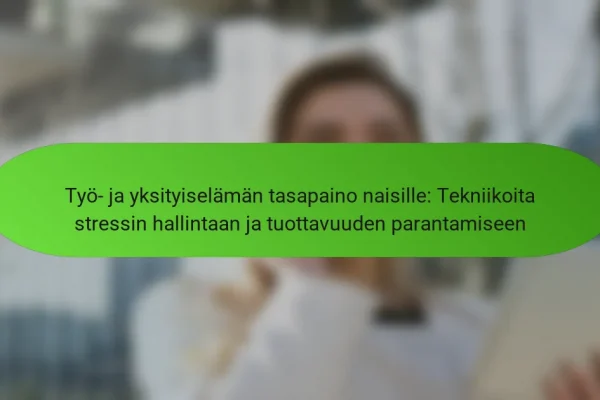 Työ- ja yksityiselämän tasapaino naisille: Tekniikoita stressin hallintaan ja tuottavuuden parantamiseen