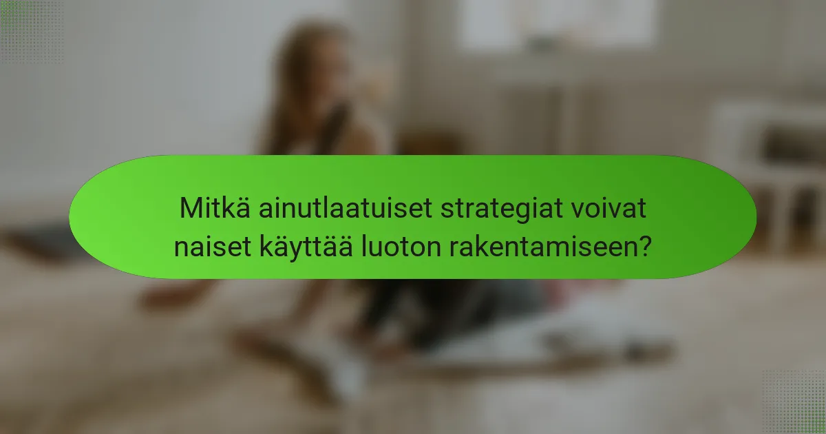 Mitkä ainutlaatuiset strategiat voivat naiset käyttää luoton rakentamiseen?