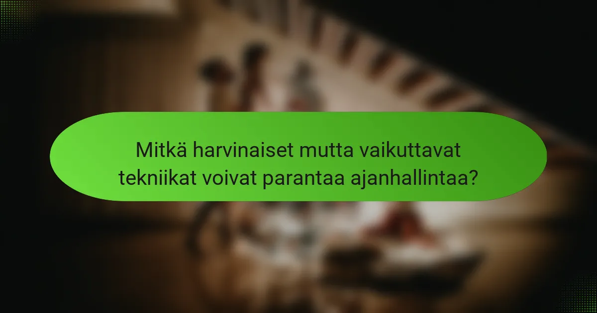 Mitkä harvinaiset mutta vaikuttavat tekniikat voivat parantaa ajanhallintaa?